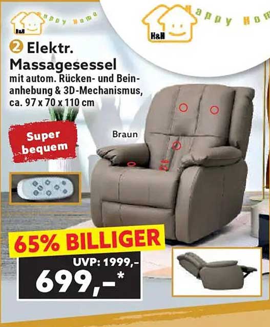 Elektrischer Massagesessel mit automatischer Rücken- und Beinhebung