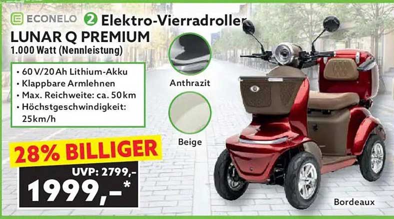 Elektro-Vierradroller LUNAR Q PREMIUM 1.000 Watt