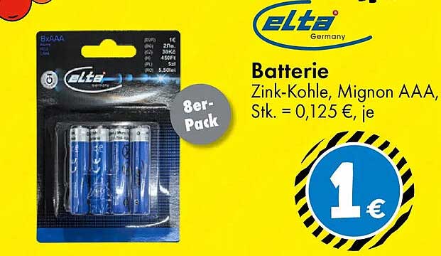 elita Batterien 8er-Pack - Zink-Kohle, Mignon AAA