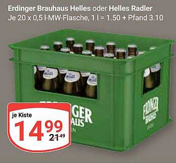Erdinger Brauhaus Helles oder Helles Radler – je Kiste