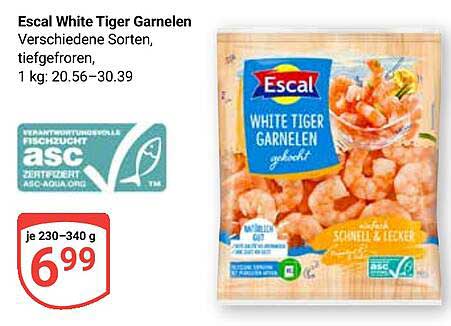 Escal White Tiger Garnelen - verschiedene Sorten, tiefgefroren