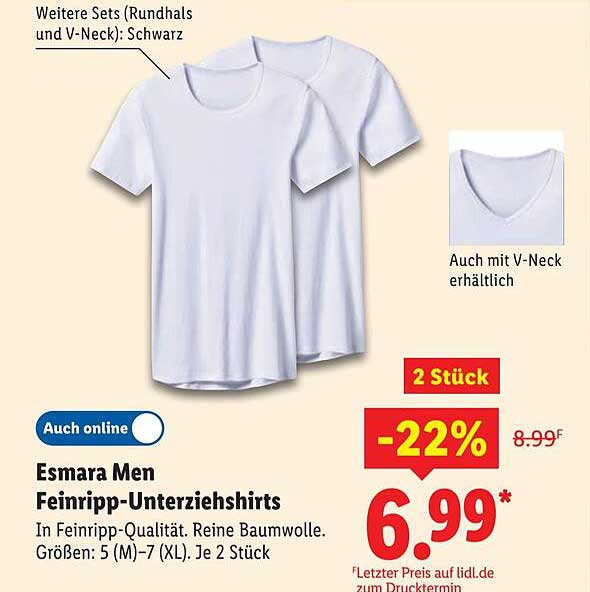 Esmara Men Feinripp-Unterziehhirts - 2 Stück