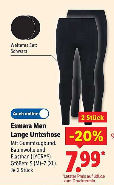 Esmara Men Lange Unterhose - 20% Rabatt auf 2 Stück