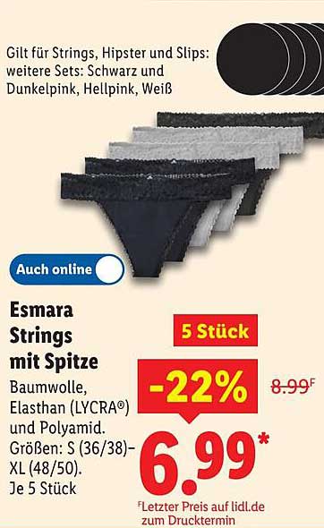 Esmara Strings mit Spitze – 5 Stück