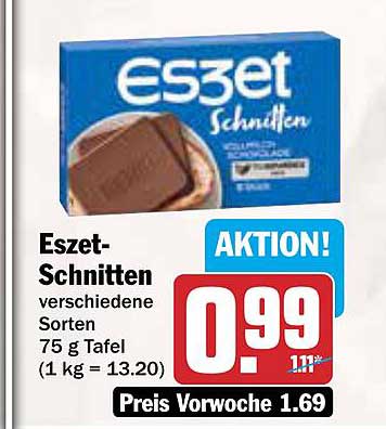 Eszet-Schnitten verschiedene Sorten 75 g Tafel