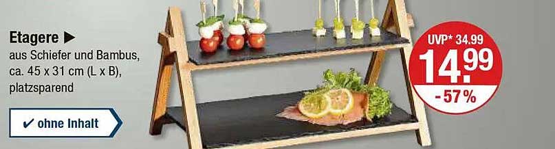 Etagere aus Schiefer und Bambus