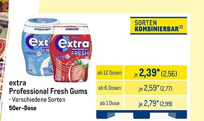 extra Professional Fresh Gums - Verschiedene Sorten, 50er-Dose