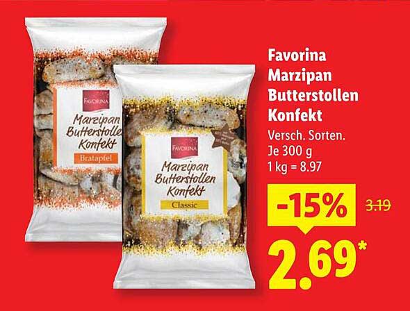 Favorina Marzipan Butterstollen Konfekt 300 g