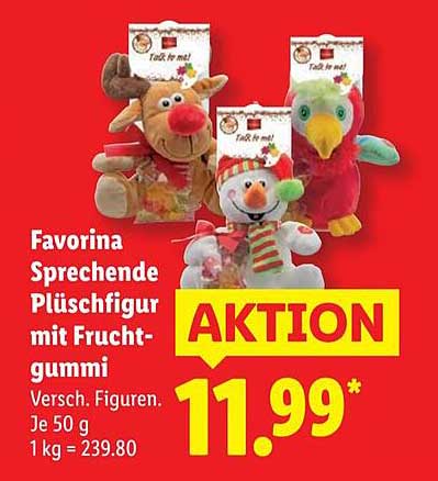 Favorina Sprechende Plüschfigur mit Fruchtgummi