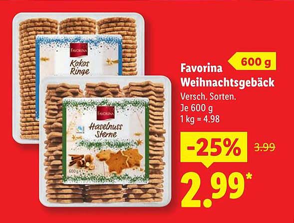 Favorina Weihnachtsgebäck 600 g - Vielseitige Sorten