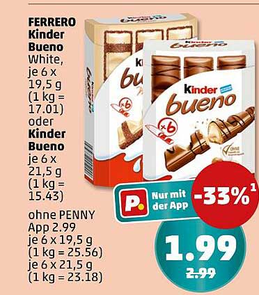 FERRERO Kinder Bueno White oder Kinder Bueno, je 6 x 19,5 g oder je 6 x 21,5 g