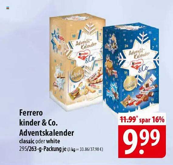 Ferrero kinder & Co. Adventskalender classic oder white