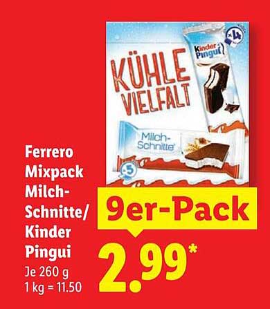 Ferrero Mixpack Milch-Schnitte/Kinder Pingui 9er-Pack