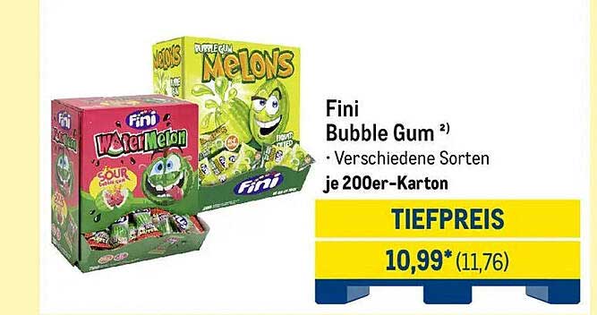 Fini Bubble Gum – Verschiedene Sorten je 200er-Karton