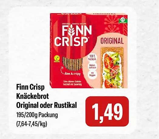 Finn Crisp Knäckebrot Original oder Rustikal 195/200g Packung