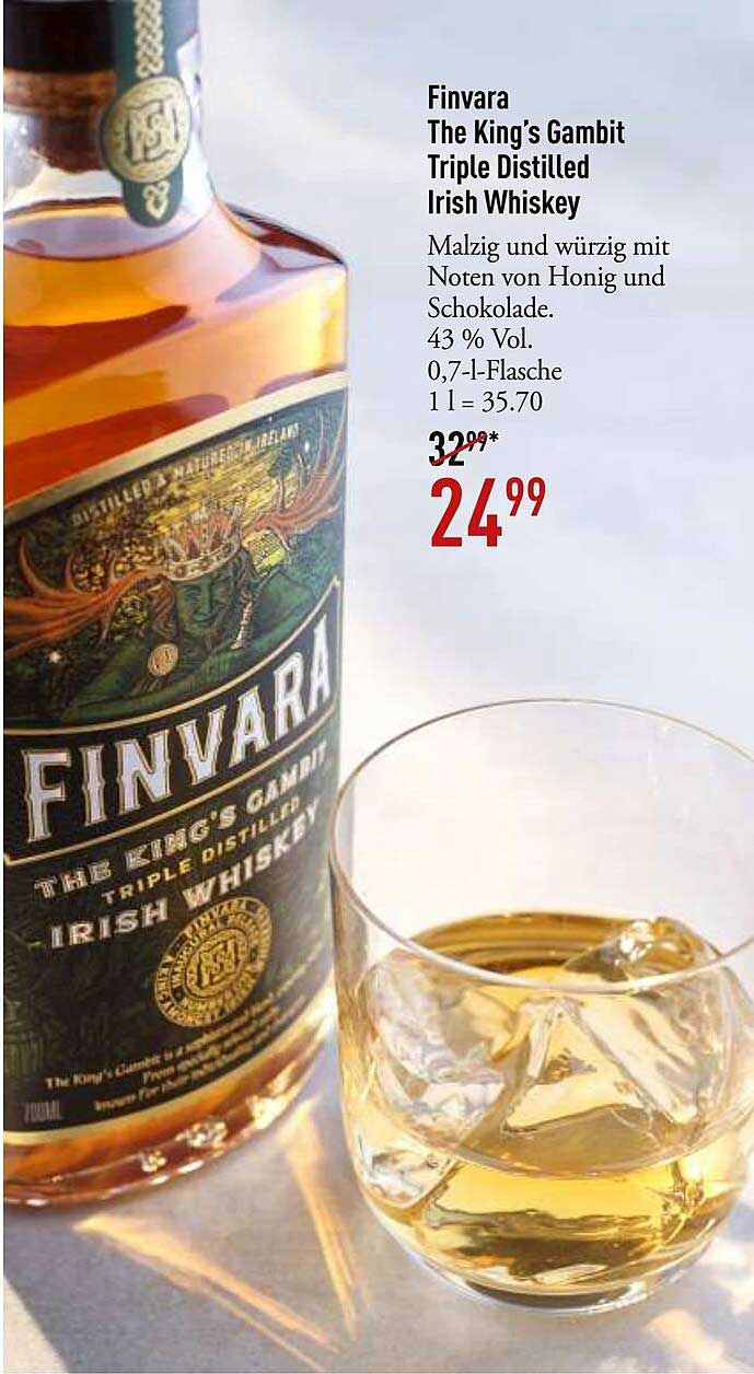Finvara The King's Gambit Triple Distilled Irish Whiskey