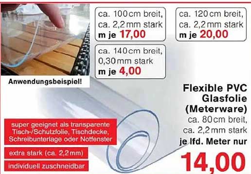 Flexible PVC Glasfolie (Meterware)