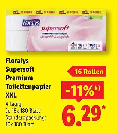 Floralys Supersoft Premium Toilettenpapier XXL 16 Rollen