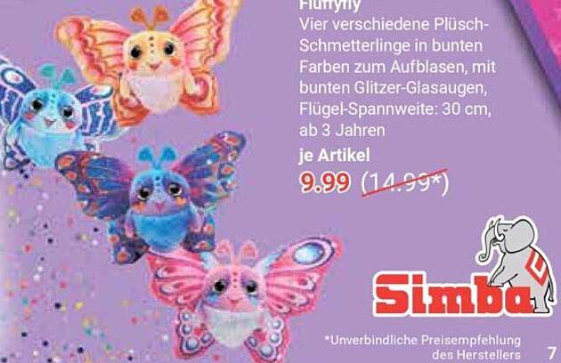 Fluffyfly Plüsch-Schmetterlinge in verschiedenen Farben