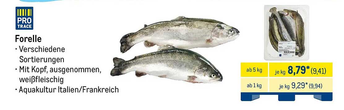 Forelle - Verschiedene Sortierungen, Aquakultur Italien/Frankreich