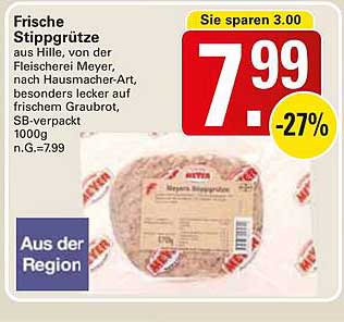 Frische Stippgrütze aus Hille von der Fleischerei Meyer