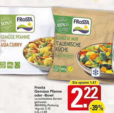 Frosta Gemüse Pfanne oder -Bowl - verschiedene Sorten