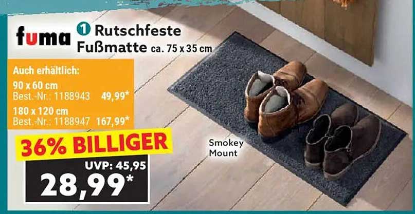 fuma Rutschfeste Fußmatte ca. 75 x 35 cm - Smokey Mount