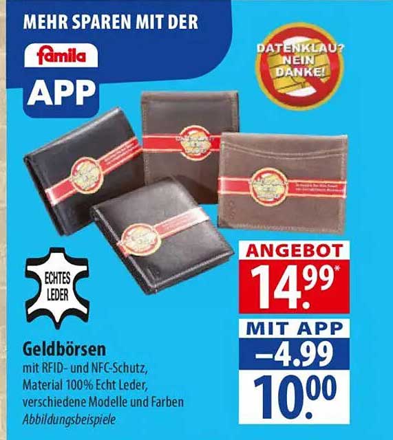 Geldbörsen mit RFID- und NFC-Schutz aus 100% echtem Leder