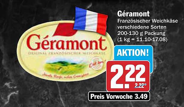 Géramont Französischer Weichkäse verschiedene Sorten 200-130 g Packung