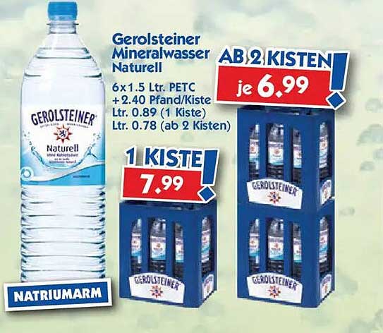 Gerolsteiner Mineralwasser Naturell - 6x1,5 L PETC