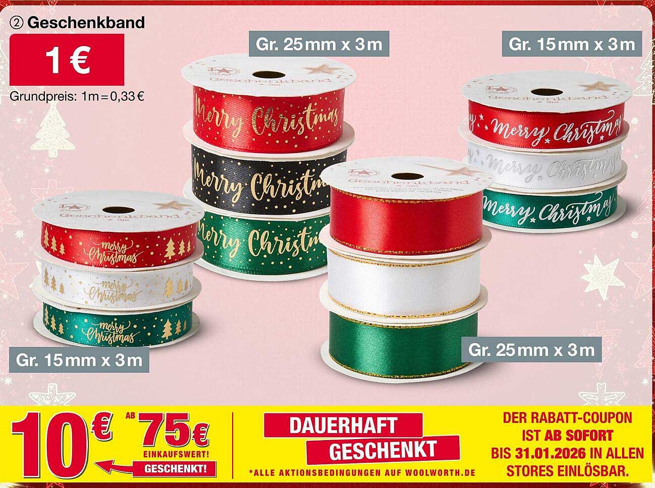Geschenkband in verschiedenen Größen – nur 1 €