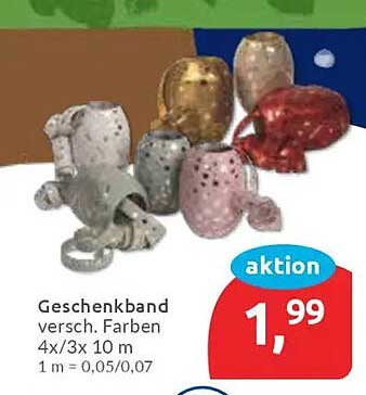 Geschenkband versch. Farben 4x/3x 10 m