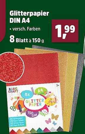 Glitterpapier DIN A4 - versch. Farben