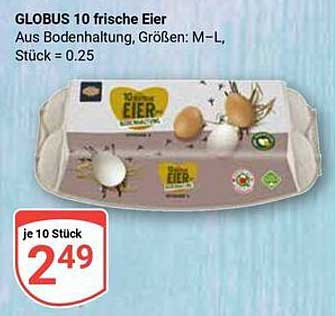 GLOBUS 10 frische Eier aus Bodenhaltung