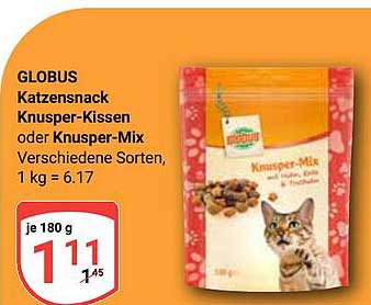 GLOBUS Katzensnack Knusper-Kissen oder Knusper-Mix Verschiedene Sorten, 1 kg = 6.17