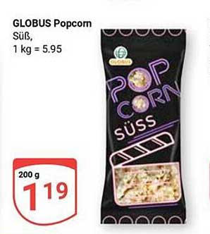 GLOBUS Popcorn süß, 200 g für nur 1,19 €