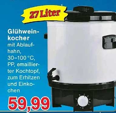 Glühweinkocher mit Ablaufhahn 27 Liter