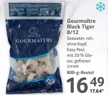 Gourmaître Black Tiger 8/12, roh, ohne Kopf, gefroren