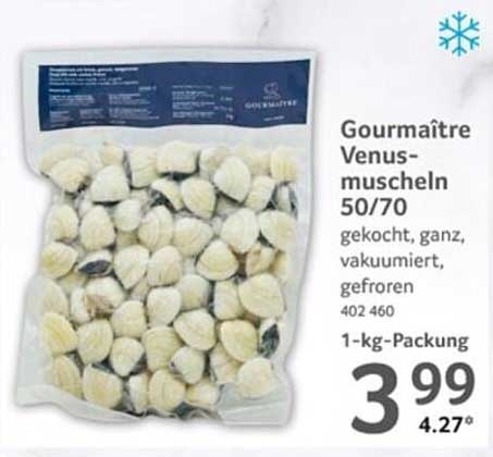 Gourmaître Venusmuscheln 50/70, gekocht, ganz, vakuumiert, gefroren