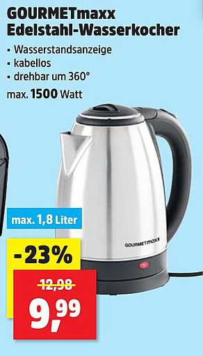 GOURMETmaxx Edelstahl-Wasserkocher