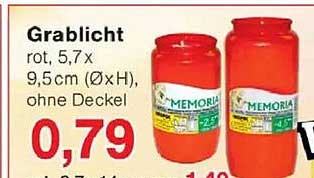 Grablicht rot, 5,7x9,5cm (ØxH), ohne Deckel