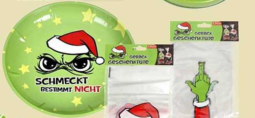 Grinch Teller und Geschenkverpackungen für die Festtage