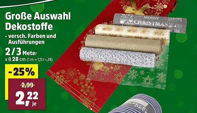 Große Auswahl Dekostoffe - verschiedene Farben und Ausführungen