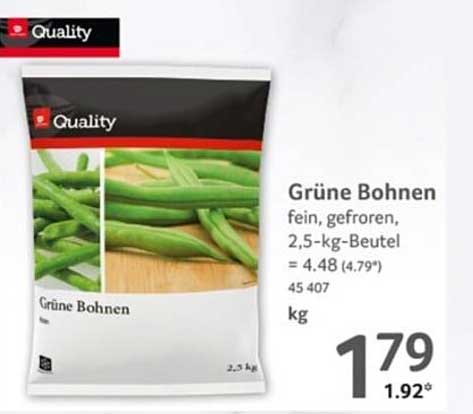 Grüne Bohnen fein, gefroren, 2,5-kg-Beutel