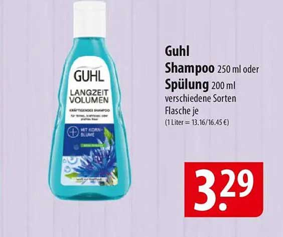 Guhl Shampoo 250 ml oder Spülung 200 ml verschiedene Sorten