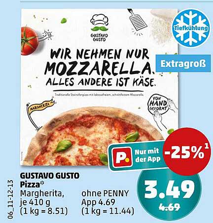 GUSTAVO GUSTO Pizza Margherita, je 410 g