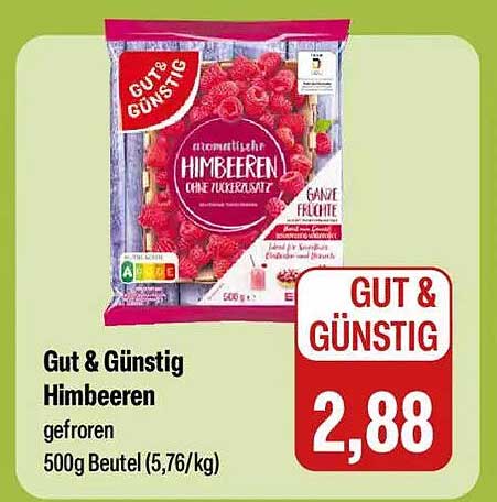 Gut & Günstig Himbeeren gefroren 500g Beutel