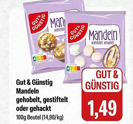 Gut & Günstig Mandeln gehobelt, gestiftelt oder gehackt