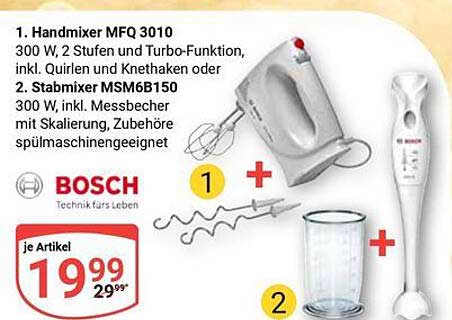 Handmixer MFQ 3010 und Stabmixer MSM6B150 von Bosch