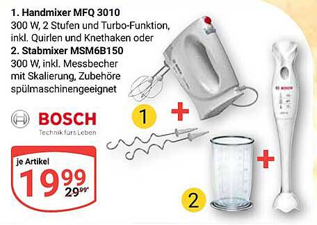 Handmixer MFQ 3010 und Stabmixer MSM6B150 von Bosch